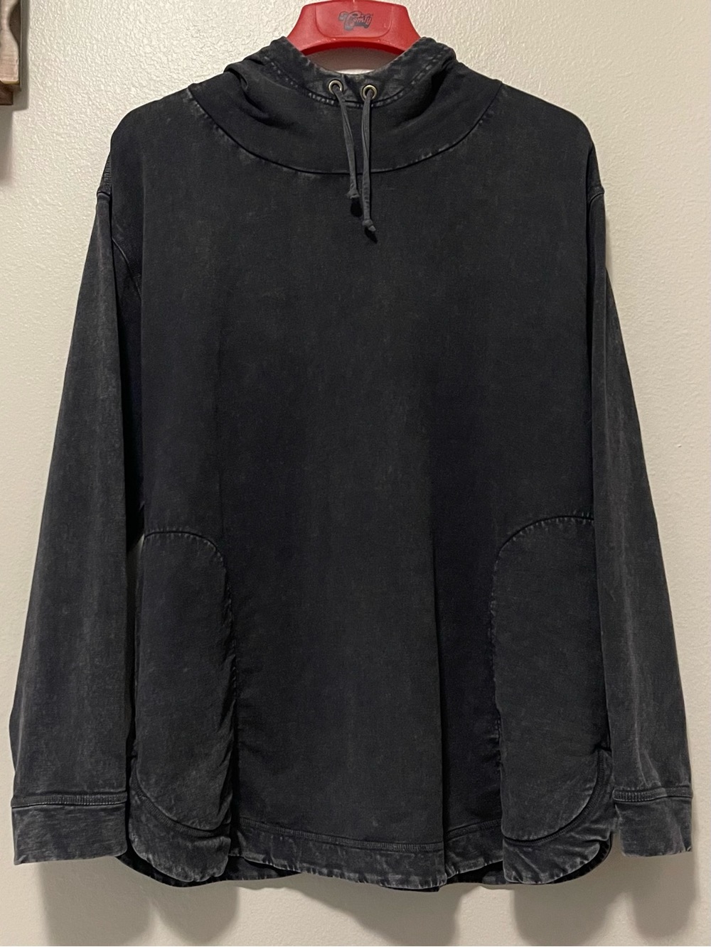 Coldwater Creek Distressed Funnel Neck Hoodie - Oversized & Side Pockets - XL